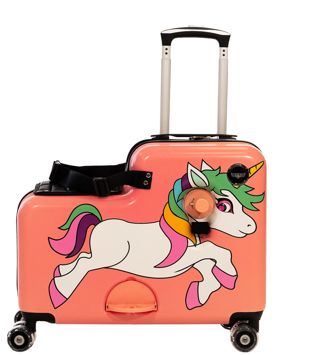 Kids Suitcase, Rolling Luggage with Wheels for Girls - Unicorn