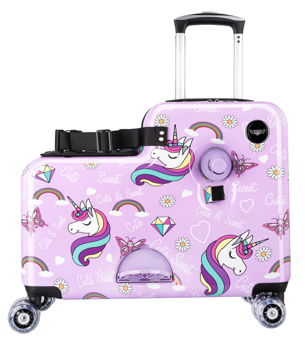 TFCFL Suitcase Kid Luggage Travel Fashionable Appearance Rideable Funny  Suitcase Add Fun to The Journey Kid Gift 20in Recommended Age 2-12 Years  Old